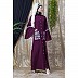 Front open embroidery abaya with Bell sleeves- Purple